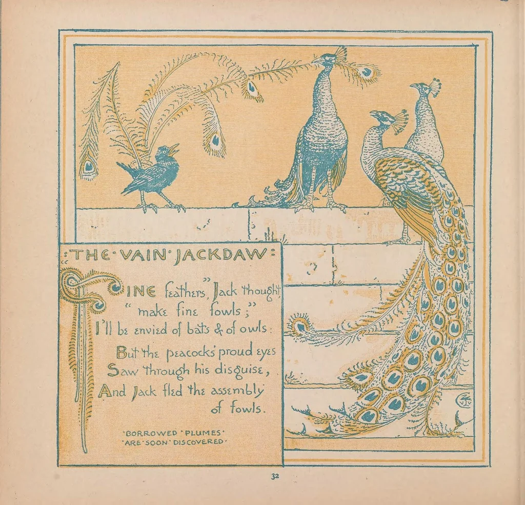 An illustration from The baby's own Aesop : being the fables condensed in rhyme, 1887, leaf 38