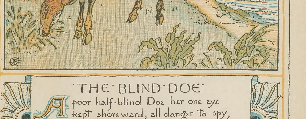 An illustration from The baby's own Aesop : being the fables condensed in rhyme, 1887, leaf 45
