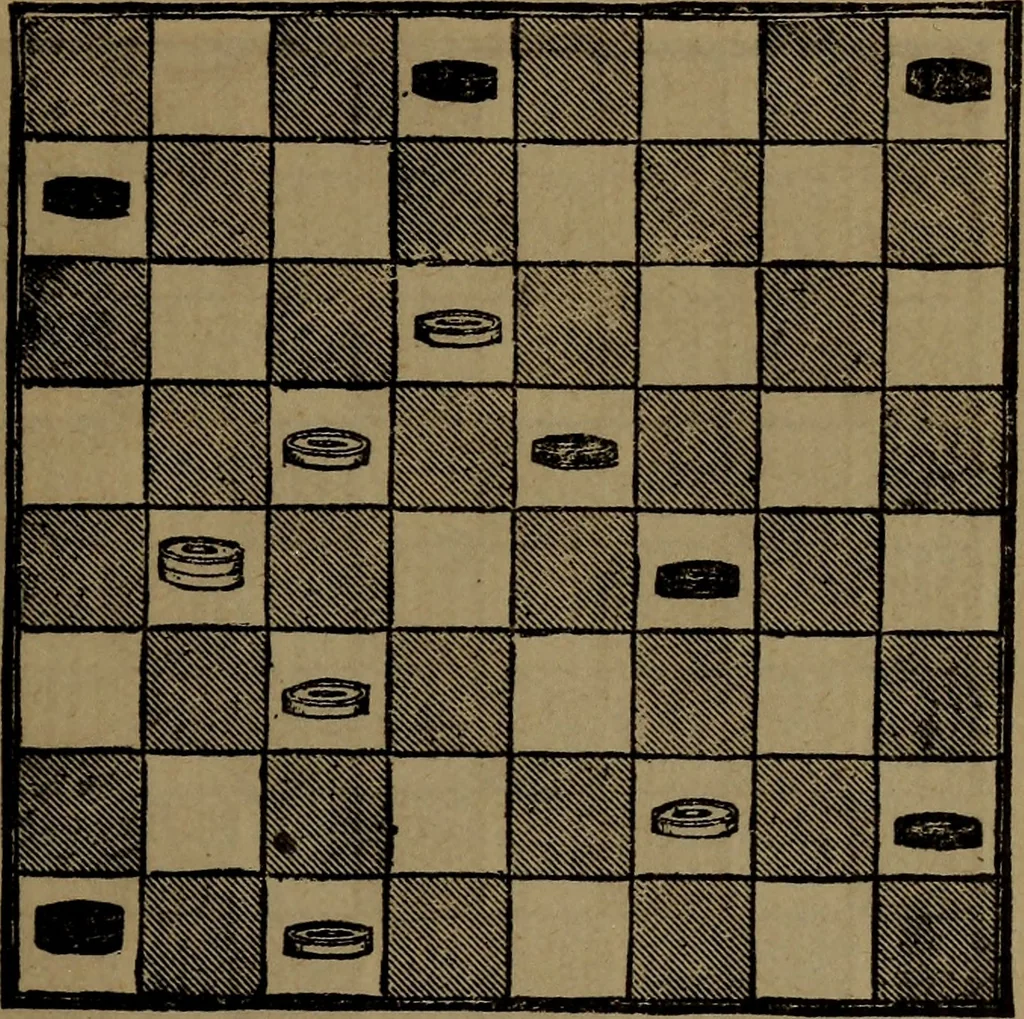 An illustration from Backgammon and draughts (or checkers), 1888, leaf 104