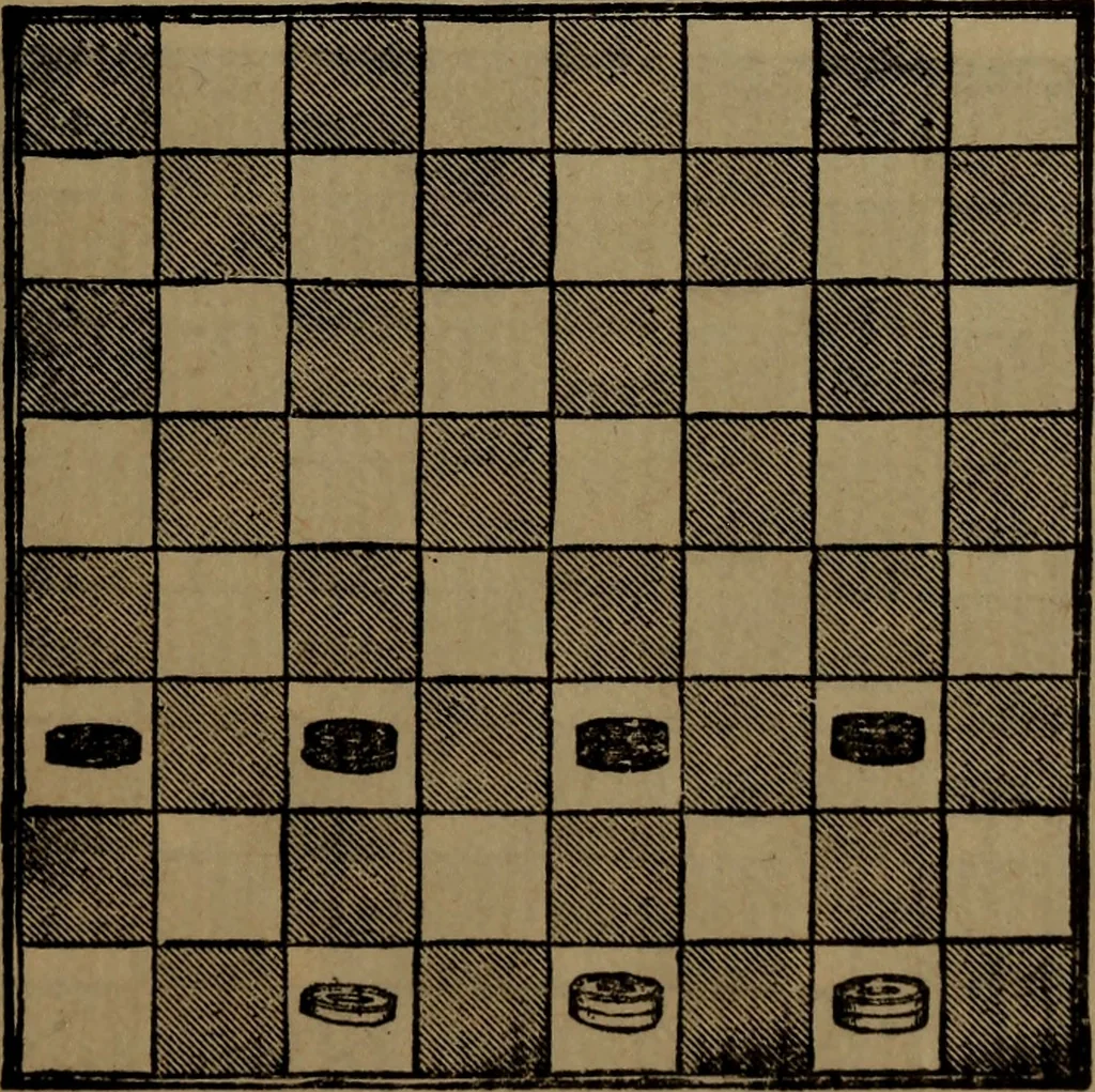 An illustration from Backgammon and draughts (or checkers), 1888, leaf 104