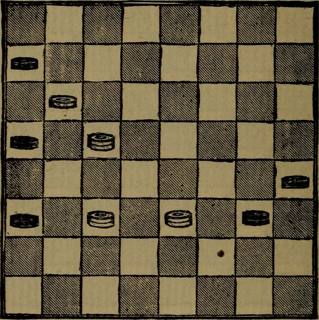 An illustration from Backgammon and draughts (or checkers), 1888, leaf 105