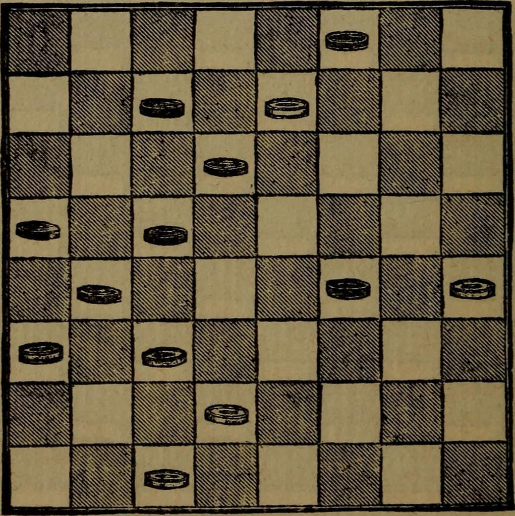 An illustration from Backgammon and draughts (or checkers), 1888, leaf 105