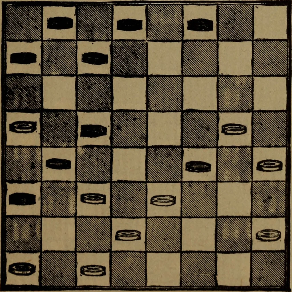 An illustration from Backgammon and draughts (or checkers), 1888, leaf 106