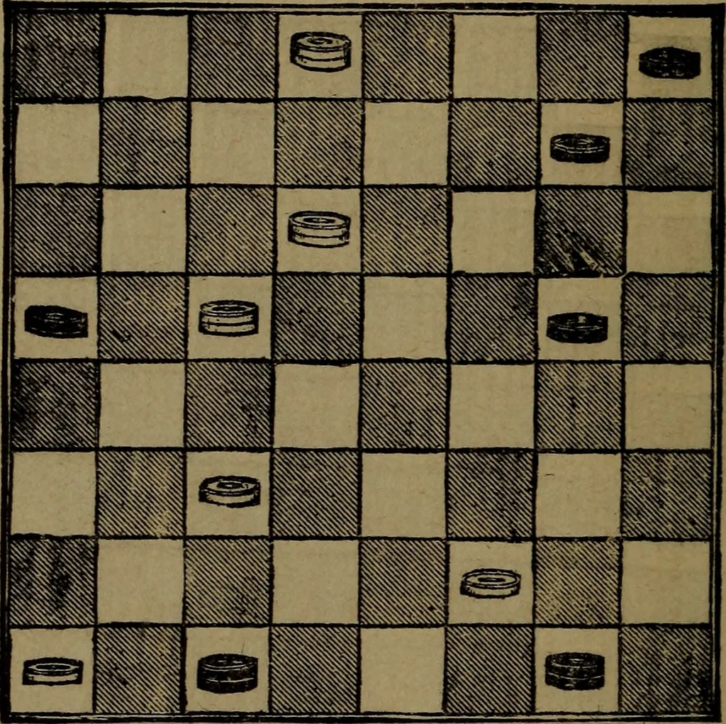 An illustration from Backgammon and draughts (or checkers), 1888, leaf 107