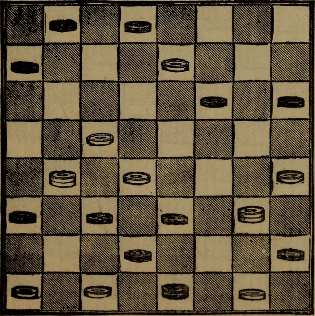 An illustration from Backgammon and draughts (or checkers), 1888, leaf 108