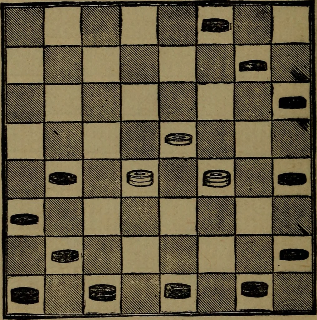 An illustration from Backgammon and draughts (or checkers), 1888, leaf 115