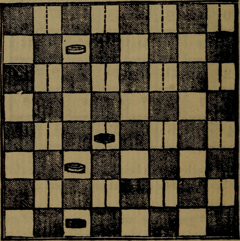An illustration from Backgammon and draughts (or checkers), 1888, leaf 65