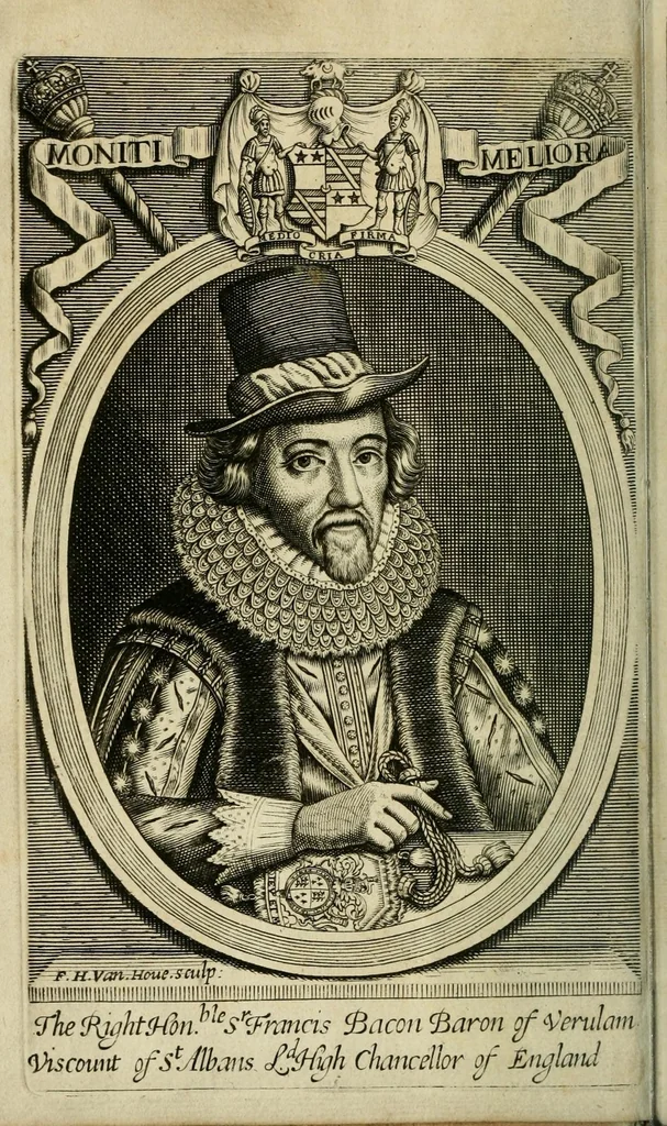 An illustration from Baconiana; or, Certain genuine remains of Sr. Francis Bacon. In arguments civil and moral, natural, medical, theological, and bibliographical; now the first time faithfully, published. An account of these remains, and of all his Lordship's other works, is given by the publisher, in a discourse by way of introduction, 1684, leaf 6