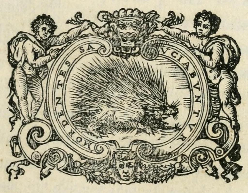 An illustration from Oratio Baldi Catanei i. c. et presb. a Castilione Aretinae diocesis. : habita jn fvnere illustriss. Latini Vrsini, Romae IIII. non. Decembris. M.D.LXXXVII, 1587, leaf 3