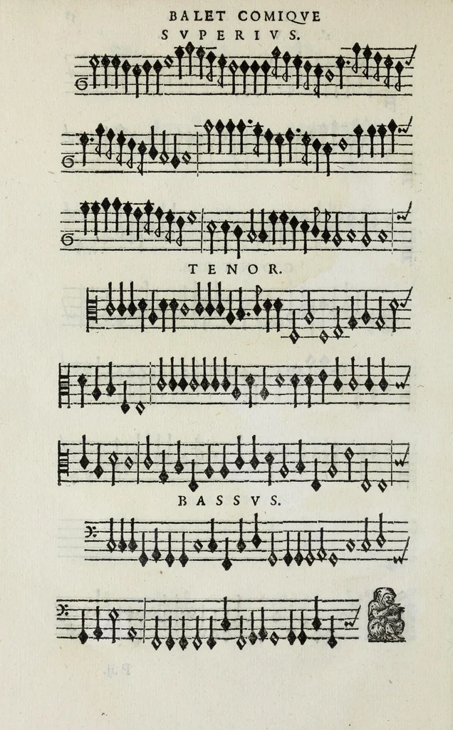 An illustration from Balet comiqve de la royne : faict avx nopces de monsieur le duc de Ioyeuse & madamoyselle de Vaudemont sa soeur, 1582, leaf 136