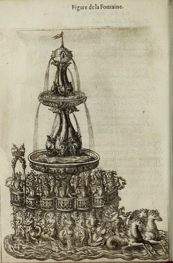 An illustration from Balet comiqve de la royne : faict avx nopces de monsieur le duc de Ioyeuse & madamoyselle de Vaudemont sa soeur, 1582, leaf 48