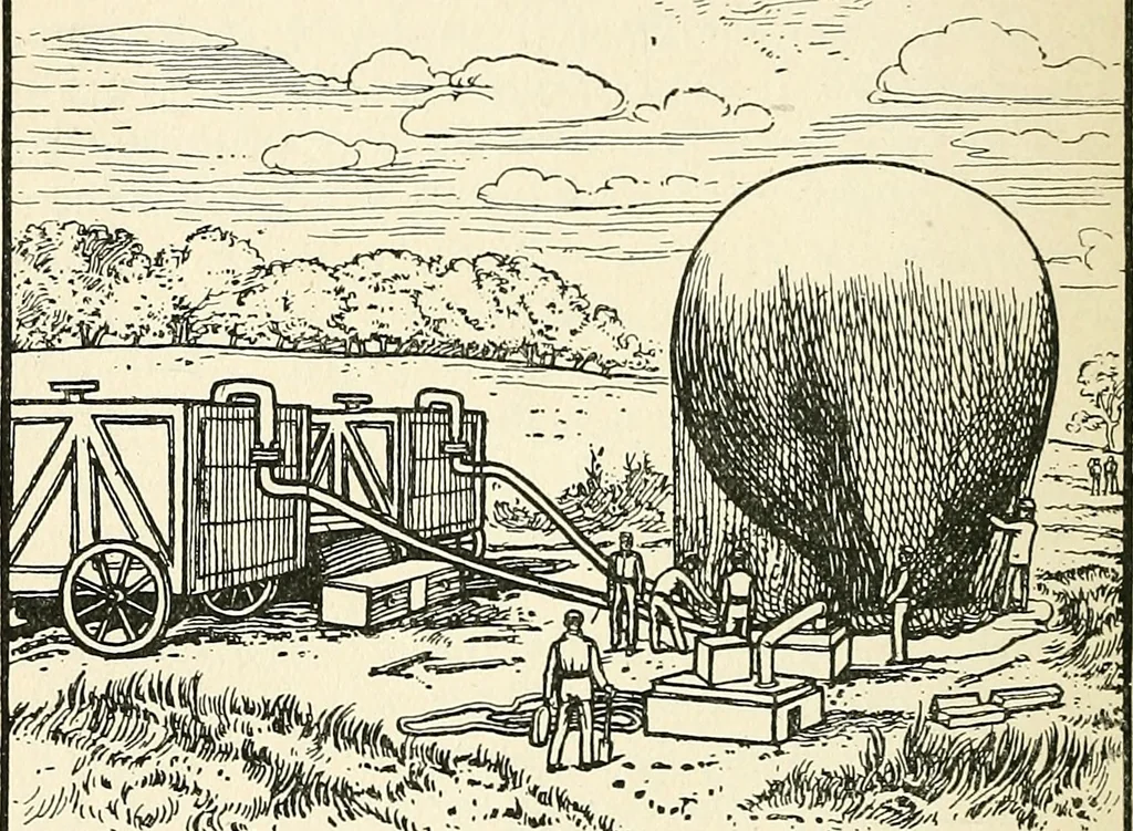 An illustration from Balloons, airships and flying machines;, 1905, leaf 71