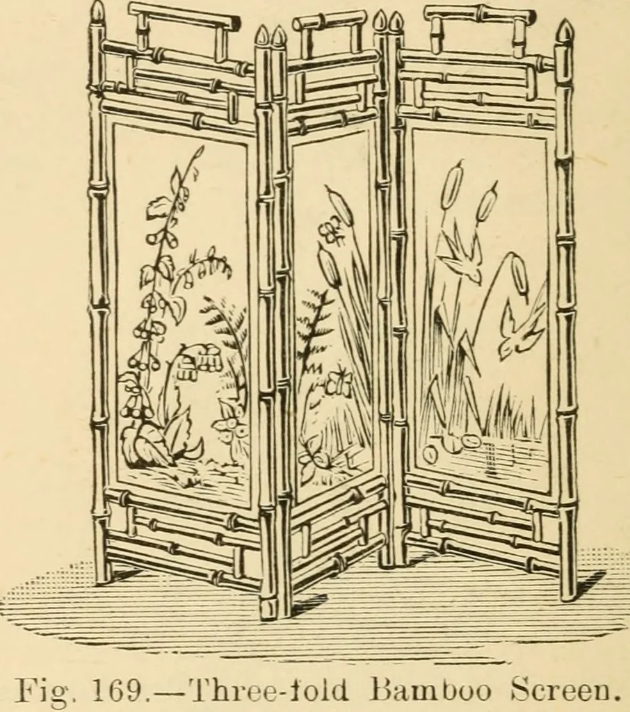 An illustration from Bamboo work; comprising the construction of furniture, household fitments, and other articles in bamboo, 1901, leaf 151