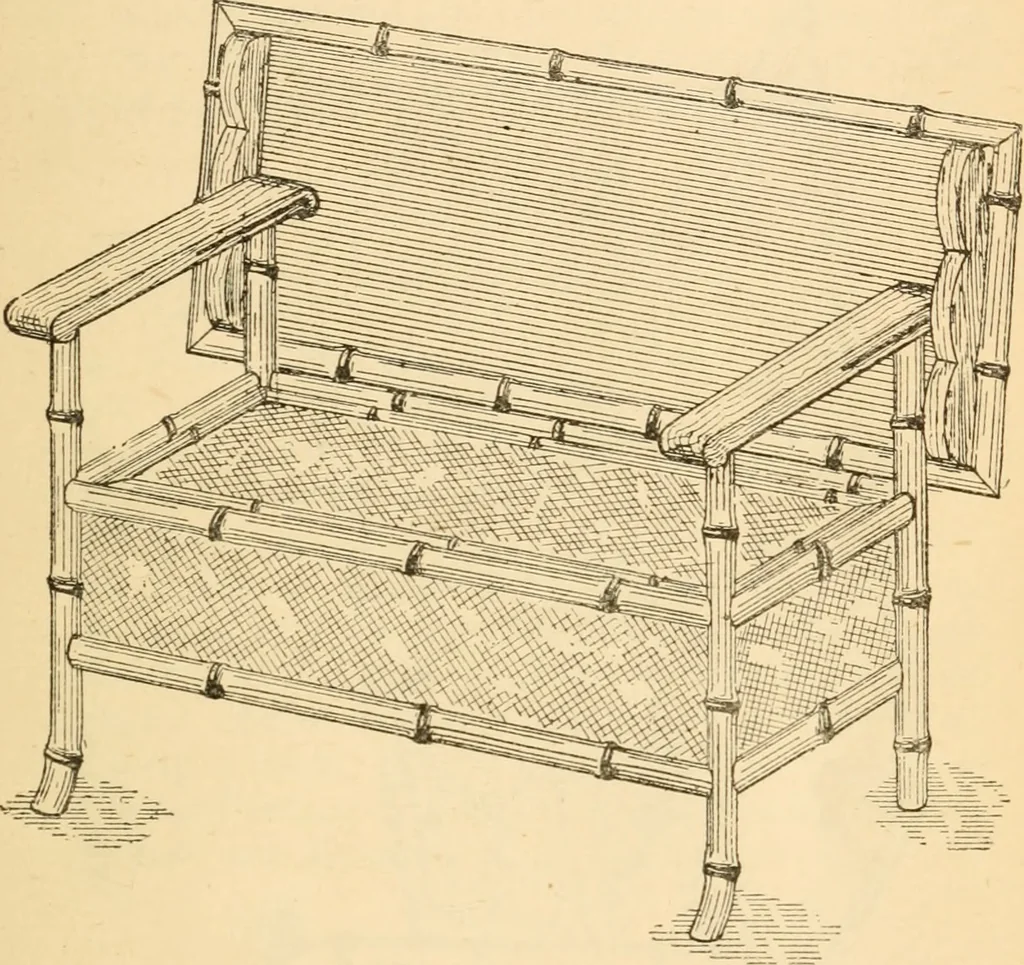 An illustration from Bamboo work; comprising the construction of furniture, household fitments, and other articles in bamboo, 1901, leaf 56