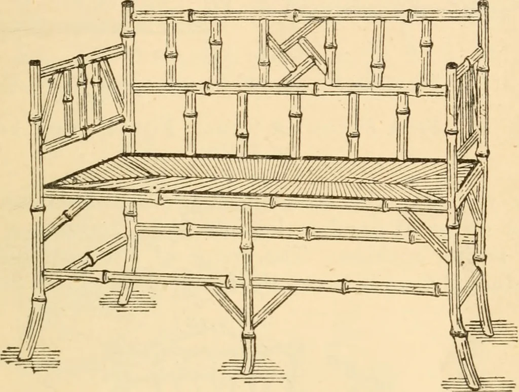 An illustration from Bamboo work; comprising the construction of furniture, household fitments, and other articles in bamboo, 1901, leaf 62