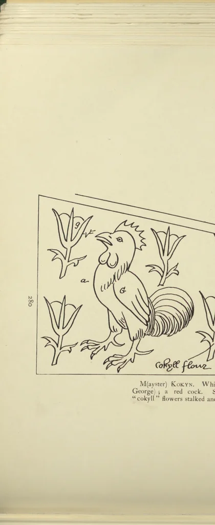 An illustration from Banners, standards, and badges, from a Tudor manuscript in the College of Arms, 1904, leaf 297