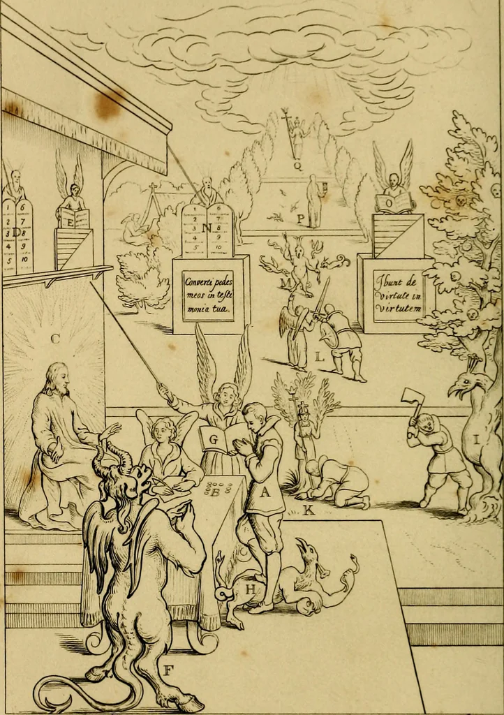 An illustration from The baptistery, or, The way of eternal life, 1846, leaf 107