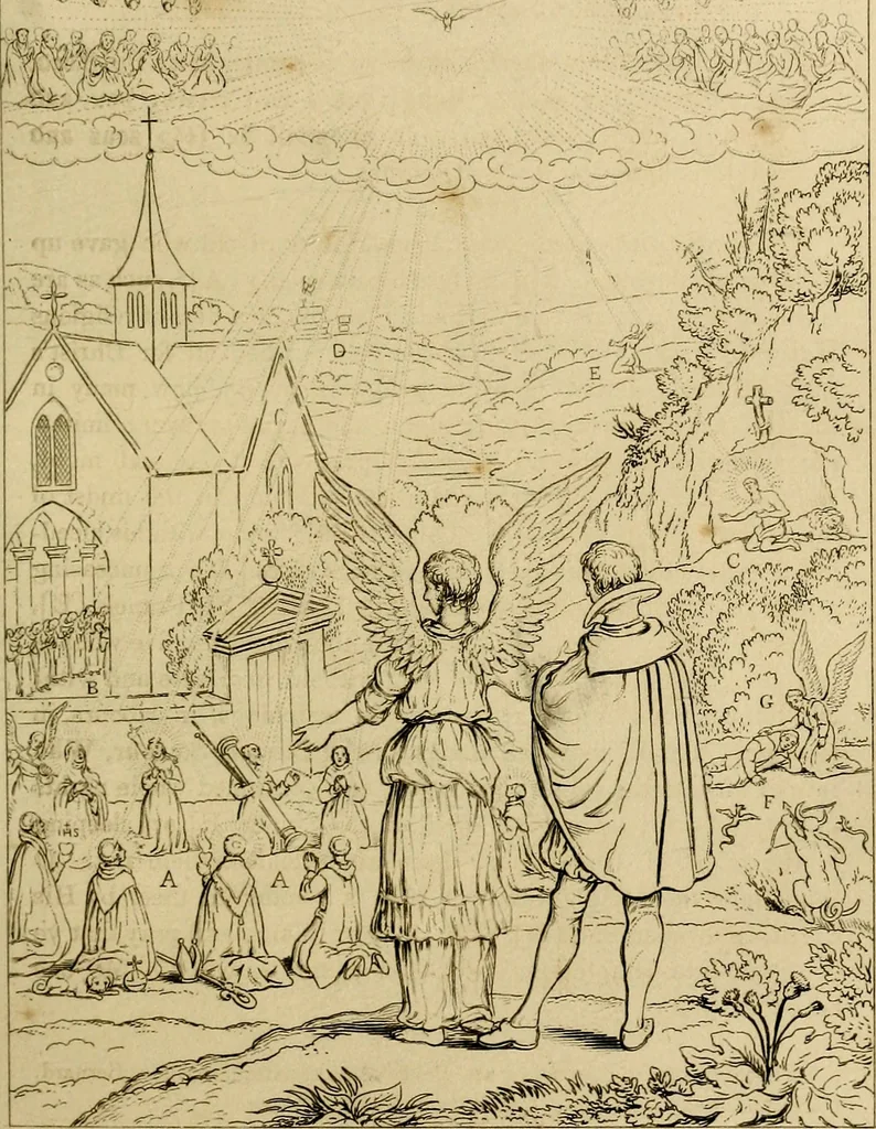 An illustration from The baptistery, or, The way of eternal life, 1846, leaf 184