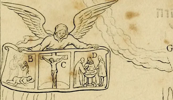 An illustration from The baptistery, or, The way of eternal life, 1846, leaf 94