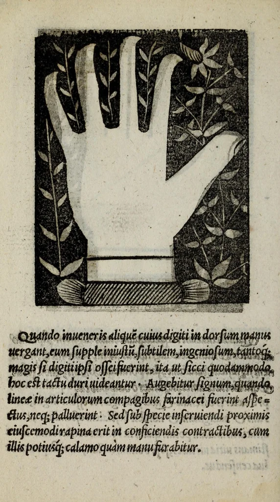 An illustration from Barptolomaei Coclitis bononiensis, naturalis philosophiae ac medicinae doctoris, Physiognomiae & chiromantiae compendium, 1533, leaf 232