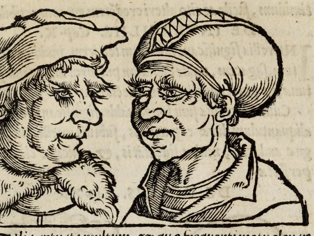 An illustration from Barptolomaei Coclitis bononiensis, naturalis philosophiae ac medicinae doctoris, Physiognomiae & chiromantiae compendium, 1533, leaf 25