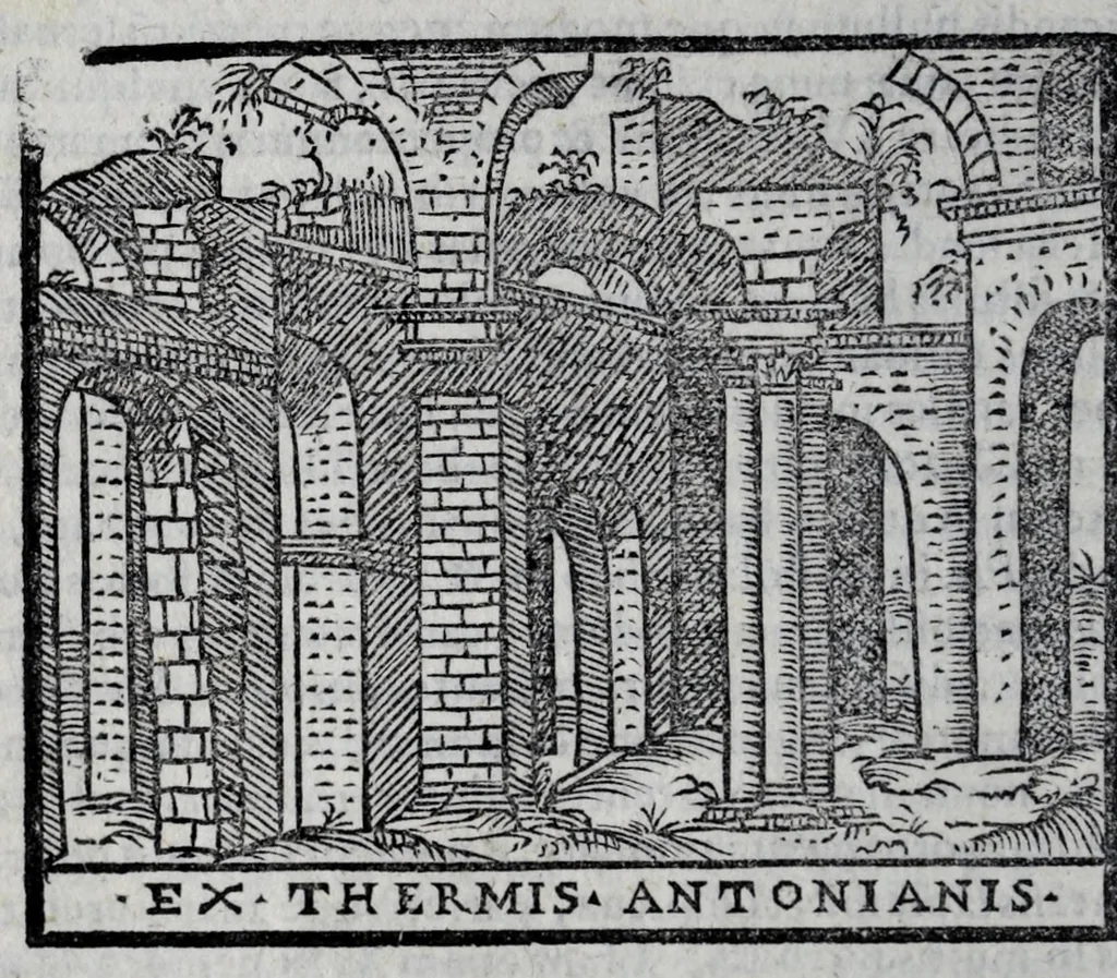 An illustration from Bartholomaei Marliani Vrbis Romae topographia, 1588, leaf 180