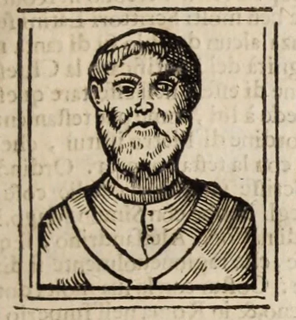 An illustration from Bartolomeo Platina delle vite de' pontefici: : dal Salvator nostro fino a Paolo II. accresciute con quelle de' Papi moderni da Sisto quarto fino ad Alessandro VII. regnante., 1666, leaf 105