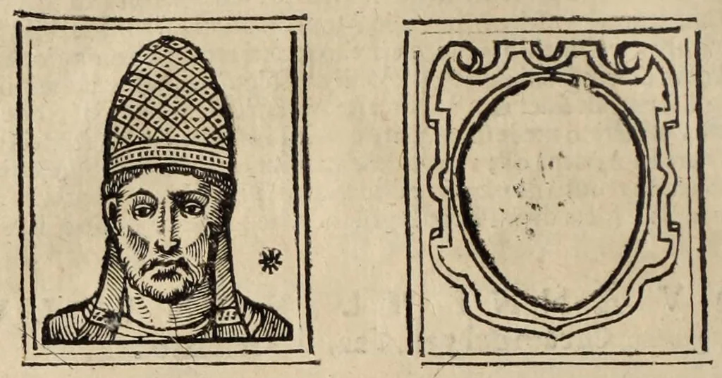 An illustration from Bartolomeo Platina delle vite de' pontefici: : dal Salvator nostro fino a Paolo II. accresciute con quelle de' Papi moderni da Sisto quarto fino ad Alessandro VII. regnante., 1666, leaf 194