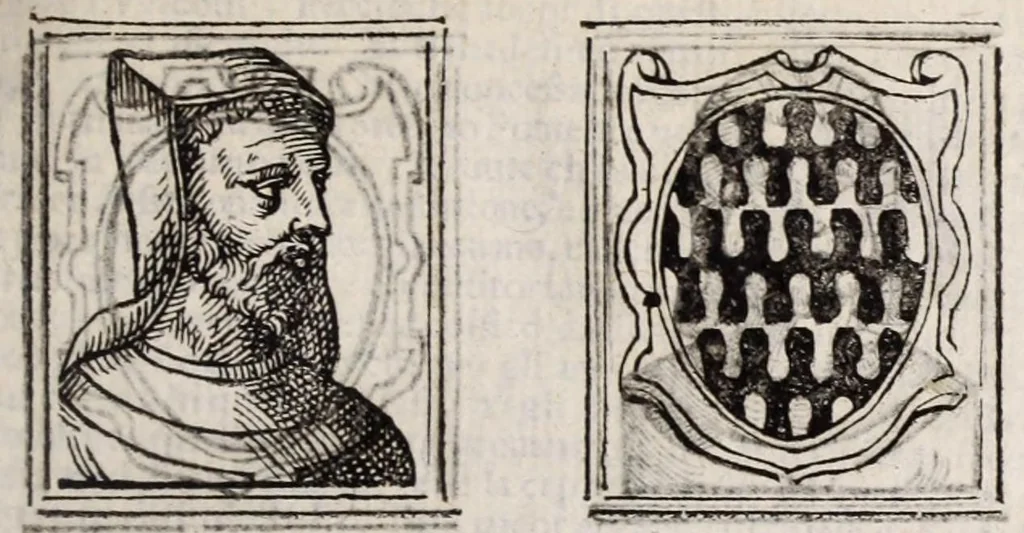 An illustration from Bartolomeo Platina delle vite de' pontefici: : dal Salvator nostro fino a Paolo II. accresciute con quelle de' Papi moderni da Sisto quarto fino ad Alessandro VII. regnante., 1666, leaf 261