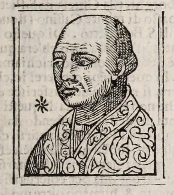 An illustration from Bartolomeo Platina delle vite de' pontefici: : dal Salvator nostro fino a Paolo II. accresciute con quelle de' Papi moderni da Sisto quarto fino ad Alessandro VII. regnante., 1666, leaf 265