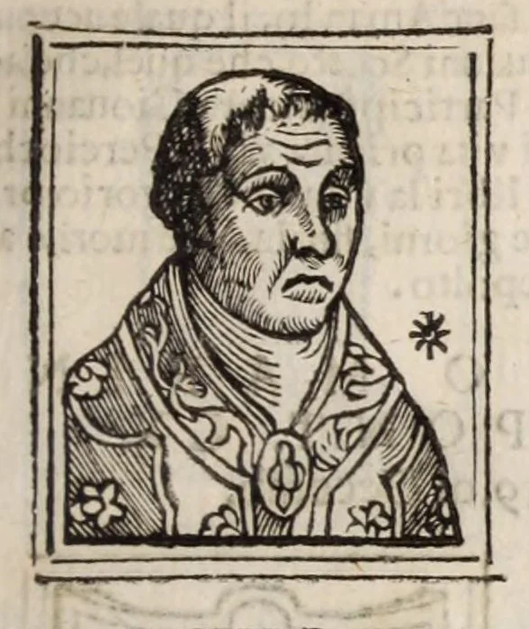 An illustration from Bartolomeo Platina delle vite de' pontefici: : dal Salvator nostro fino a Paolo II. accresciute con quelle de' Papi moderni da Sisto quarto fino ad Alessandro VII. regnante., 1666, leaf 281