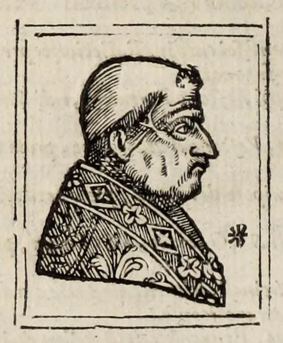 An illustration from Bartolomeo Platina delle vite de' pontefici: : dal Salvator nostro fino a Paolo II. accresciute con quelle de' Papi moderni da Sisto quarto fino ad Alessandro VII. regnante., 1666, leaf 454