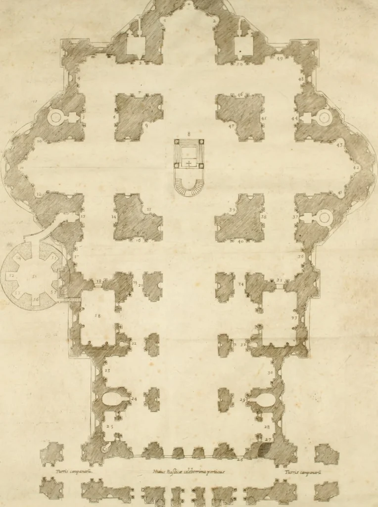 An illustration from Basilicae veteris vaticanae descriptio, 1646, leaf 182