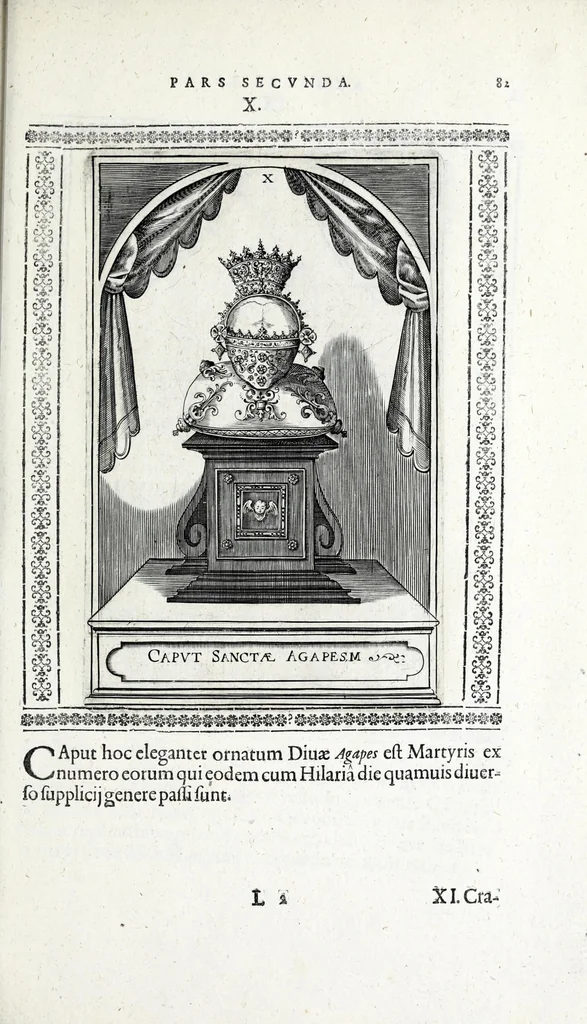 An illustration from Basilica SS. Vdalrici et Afrae Augustae Vindelicorum : historice descripta atque aeneis figuris illustrata : cum breui chronico eiusdem ab anno C. 46 vsque ad nostra tempora, 1627, leaf 121