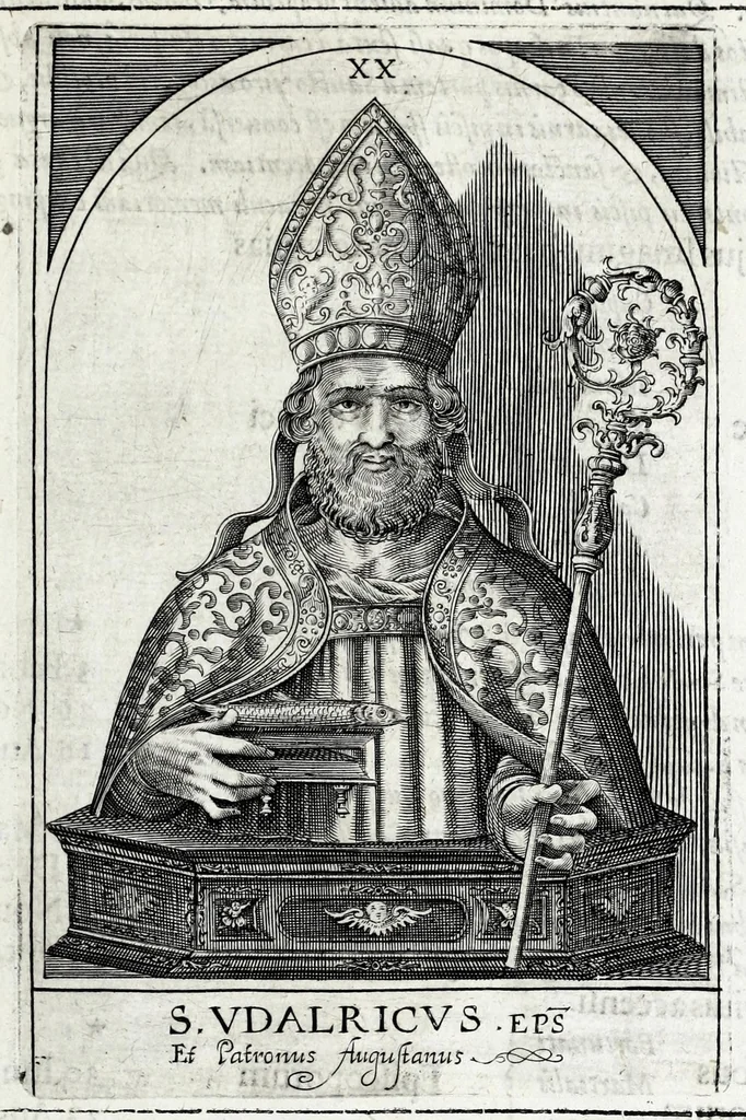 An illustration from Basilica SS. Vdalrici et Afrae Augustae Vindelicorum : historice descripta atque aeneis figuris illustrata : cum breui chronico eiusdem ab anno C. 46 vsque ad nostra tempora, 1627, leaf 141