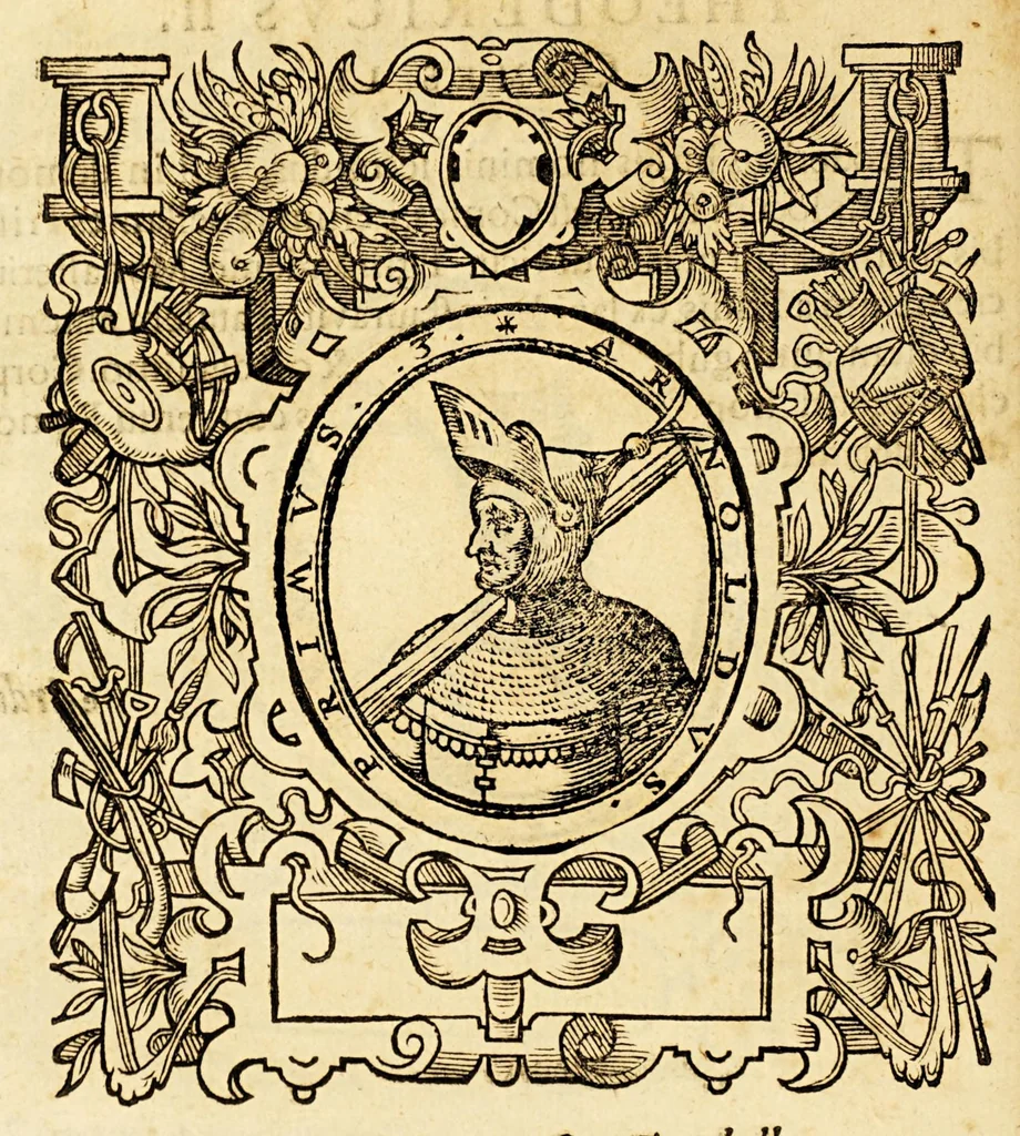 An illustration from Batavia illustrata, seu De Batavorum insula, Hollandia, Zelandia, Frisia, territorio Traiectensi et Gelria, : scriptores varij notae melioris, nunc primùm collecti, simulqúe editi., 1609, leaf 252
