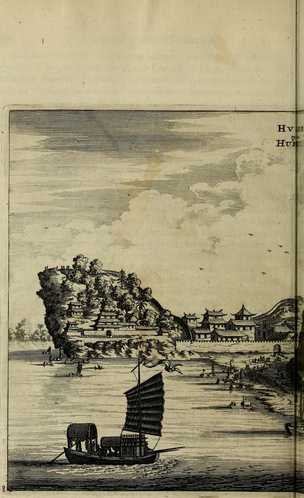 An illustration from Legatio Batavica ad magnum Tartariae chamum Sungteium, modernum Sinae imperatorem : historiarum narratione, quae legatis in provinciis Quantung, Kiangsi, Nanking, Xantung, Peking, & aula imperatoriâ ab anno 1655 ad annum 1657 obtigerunt, ut & ardua Sinensium in bello Tartarico fortunâ, provinciarum accurata geographia, urbium delineatione, nec non artis & naturae miraculis ex animalium, vegetabilium, mineralium genere per centum & quinquaginta aeneas figuras passim illustrata & conscripta vernacule, 1668, leaf 163