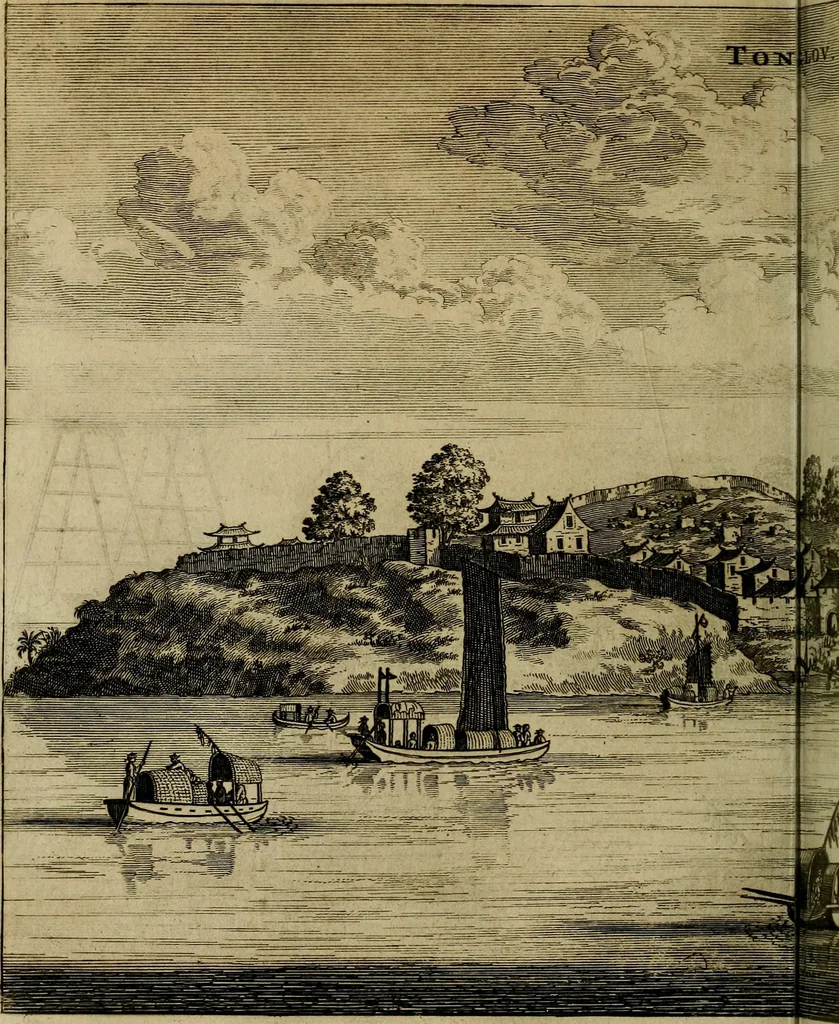 An illustration from Legatio Batavica ad magnum Tartariae chamum Sungteium, modernum Sinae imperatorem : historiarum narratione, quae legatis in provinciis Quantung, Kiangsi, Nanking, Xantung, Peking, & aula imperatoriâ ab anno 1655 ad annum 1657 obtigerunt, ut & ardua Sinensium in bello Tartarico fortunâ, provinciarum accurata geographia, urbium delineatione, nec non artis & naturae miraculis ex animalium, vegetabilium, mineralium genere per centum & quinquaginta aeneas figuras passim illustrata & conscripta vernacule, 1668, leaf 177