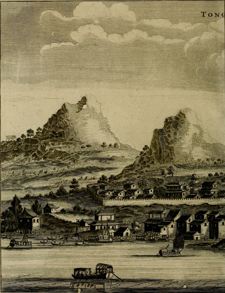 An illustration from Legatio Batavica ad magnum Tartariae chamum Sungteium, modernum Sinae imperatorem : historiarum narratione, quae legatis in provinciis Quantung, Kiangsi, Nanking, Xantung, Peking, & aula imperatoriâ ab anno 1655 ad annum 1657 obtigerunt, ut & ardua Sinensium in bello Tartarico fortunâ, provinciarum accurata geographia, urbium delineatione, nec non artis & naturae miraculis ex animalium, vegetabilium, mineralium genere per centum & quinquaginta aeneas figuras passim illustrata & conscripta vernacule, 1668, leaf 181