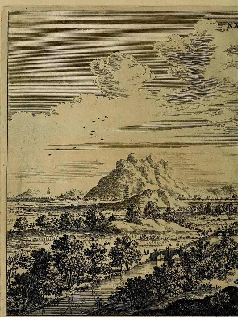 An illustration from Legatio Batavica ad magnum Tartariae chamum Sungteium, modernum Sinae imperatorem : historiarum narratione, quae legatis in provinciis Quantung, Kiangsi, Nanking, Xantung, Peking, & aula imperatoriâ ab anno 1655 ad annum 1657 obtigerunt, ut & ardua Sinensium in bello Tartarico fortunâ, provinciarum accurata geographia, urbium delineatione, nec non artis & naturae miraculis ex animalium, vegetabilium, mineralium genere per centum & quinquaginta aeneas figuras passim illustrata & conscripta vernacule, 1668, leaf 191