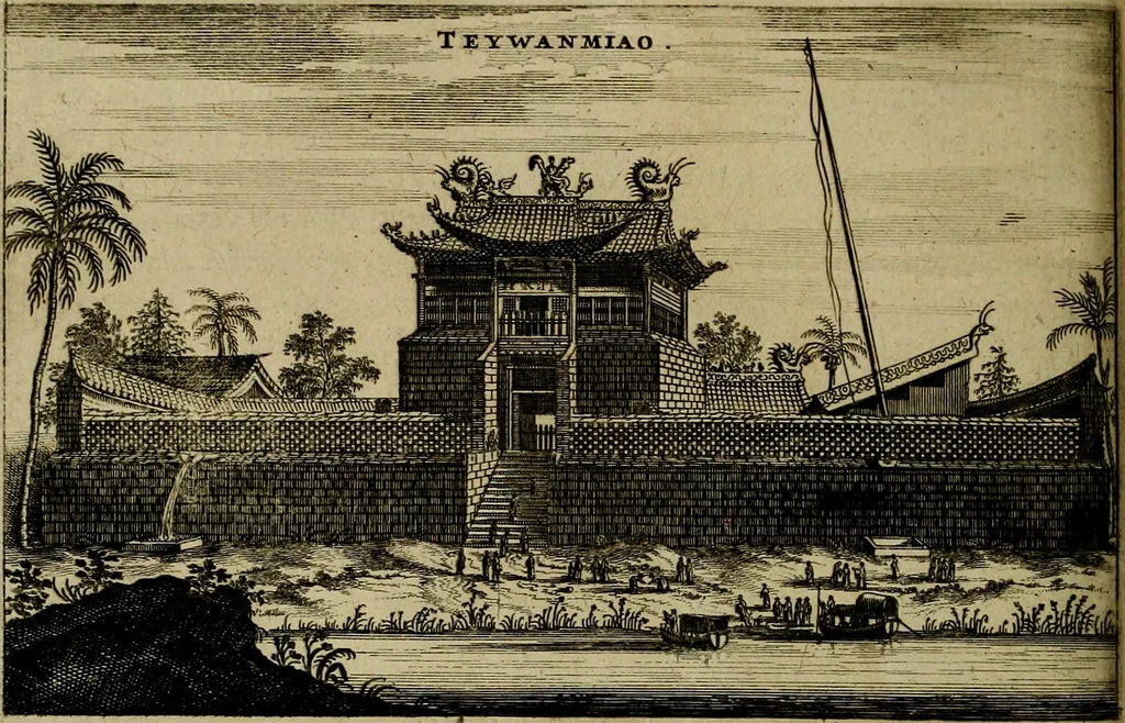 An illustration from Legatio Batavica ad magnum Tartariae chamum Sungteium, modernum Sinae imperatorem : historiarum narratione, quae legatis in provinciis Quantung, Kiangsi, Nanking, Xantung, Peking, & aula imperatoriâ ab anno 1655 ad annum 1657 obtigerunt, ut & ardua Sinensium in bello Tartarico fortunâ, provinciarum accurata geographia, urbium delineatione, nec non artis & naturae miraculis ex animalium, vegetabilium, mineralium genere per centum & quinquaginta aeneas figuras passim illustrata & conscripta vernacule, 1668, leaf 247