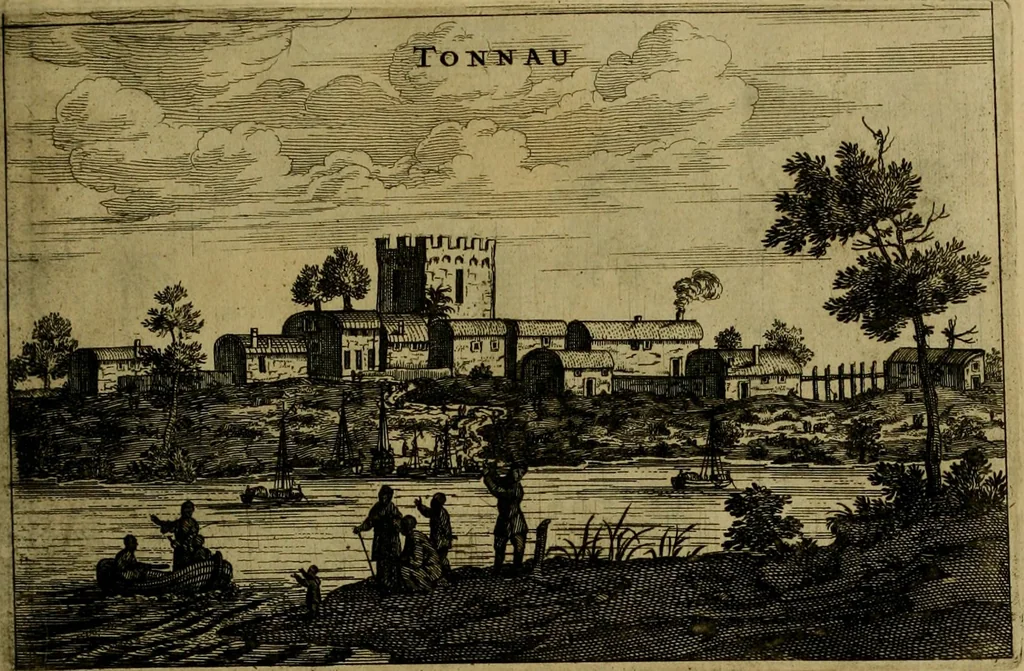 An illustration from Legatio Batavica ad magnum Tartariae chamum Sungteium, modernum Sinae imperatorem : historiarum narratione, quae legatis in provinciis Quantung, Kiangsi, Nanking, Xantung, Peking, & aula imperatoriâ ab anno 1655 ad annum 1657 obtigerunt, ut & ardua Sinensium in bello Tartarico fortunâ, provinciarum accurata geographia, urbium delineatione, nec non artis & naturae miraculis ex animalium, vegetabilium, mineralium genere per centum & quinquaginta aeneas figuras passim illustrata & conscripta vernacule, 1668, leaf 270
