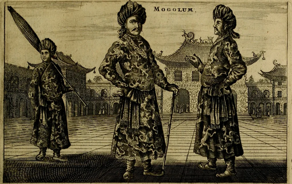 An illustration from Legatio Batavica ad magnum Tartariae chamum Sungteium, modernum Sinae imperatorem : historiarum narratione, quae legatis in provinciis Quantung, Kiangsi, Nanking, Xantung, Peking, & aula imperatoriâ ab anno 1655 ad annum 1657 obtigerunt, ut & ardua Sinensium in bello Tartarico fortunâ, provinciarum accurata geographia, urbium delineatione, nec non artis & naturae miraculis ex animalium, vegetabilium, mineralium genere per centum & quinquaginta aeneas figuras passim illustrata & conscripta vernacule, 1668, leaf 300