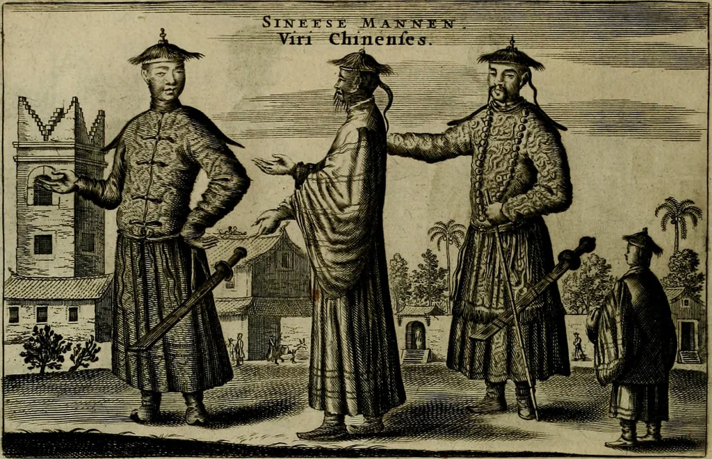 An illustration from Legatio Batavica ad magnum Tartariae chamum Sungteium, modernum Sinae imperatorem : historiarum narratione, quae legatis in provinciis Quantung, Kiangsi, Nanking, Xantung, Peking, & aula imperatoriâ ab anno 1655 ad annum 1657 obtigerunt, ut & ardua Sinensium in bello Tartarico fortunâ, provinciarum accurata geographia, urbium delineatione, nec non artis & naturae miraculis ex animalium, vegetabilium, mineralium genere per centum & quinquaginta aeneas figuras passim illustrata & conscripta vernacule, 1668, leaf 399