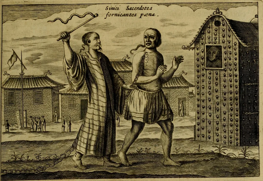 An illustration from Legatio Batavica ad magnum Tartariae chamum Sungteium, modernum Sinae imperatorem : historiarum narratione, quae legatis in provinciis Quantung, Kiangsi, Nanking, Xantung, Peking, & aula imperatoriâ ab anno 1655 ad annum 1657 obtigerunt, ut & ardua Sinensium in bello Tartarico fortunâ, provinciarum accurata geographia, urbium delineatione, nec non artis & naturae miraculis ex animalium, vegetabilium, mineralium genere per centum & quinquaginta aeneas figuras passim illustrata & conscripta vernacule, 1668, leaf 412