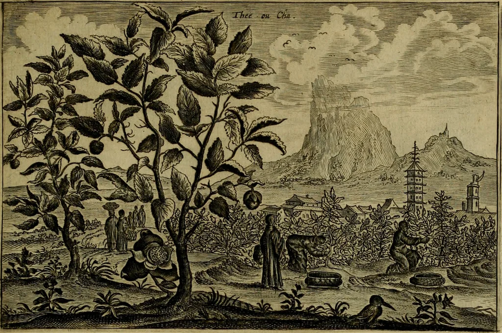 An illustration from Legatio Batavica ad magnum Tartariae chamum Sungteium, modernum Sinae imperatorem : historiarum narratione, quae legatis in provinciis Quantung, Kiangsi, Nanking, Xantung, Peking, & aula imperatoriâ ab anno 1655 ad annum 1657 obtigerunt, ut & ardua Sinensium in bello Tartarico fortunâ, provinciarum accurata geographia, urbium delineatione, nec non artis & naturae miraculis ex animalium, vegetabilium, mineralium genere per centum & quinquaginta aeneas figuras passim illustrata & conscripta vernacule, 1668, leaf 444