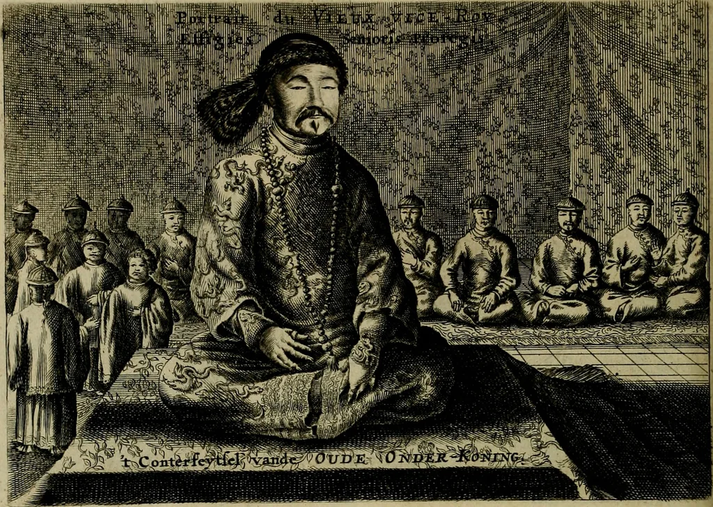 An illustration from Legatio Batavica ad magnum Tartariae chamum Sungteium, modernum Sinae imperatorem : historiarum narratione, quae legatis in provinciis Quantung, Kiangsi, Nanking, Xantung, Peking, & aula imperatoriâ ab anno 1655 ad annum 1657 obtigerunt, ut & ardua Sinensium in bello Tartarico fortunâ, provinciarum accurata geographia, urbium delineatione, nec non artis & naturae miraculis ex animalium, vegetabilium, mineralium genere per centum & quinquaginta aeneas figuras passim illustrata & conscripta vernacule, 1668, leaf 93