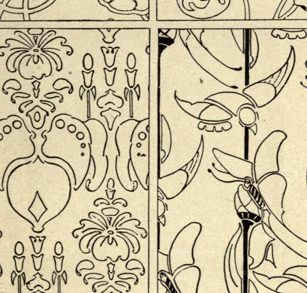An illustration from Batik and other pattern dyeing, 1920, leaf 77
