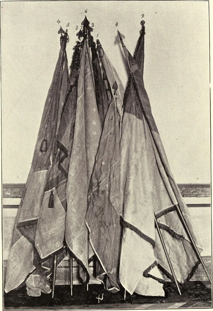 An illustration from Report of the Battle Flag Committee appointed by the Twenty-Fourth General Assembly to provide cases and transfer the Iowa battle flags from the Arsenal to the State capitol, 1896, leaf 57