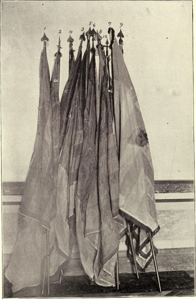 An illustration from Report of the Battle Flag Committee appointed by the Twenty-Fourth General Assembly to provide cases and transfer the Iowa battle flags from the Arsenal to the State capitol, 1896, leaf 69